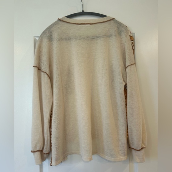NWOT Ces Femme Boho Contrast Boho Round Neck Sweater - Picture 5 of 9